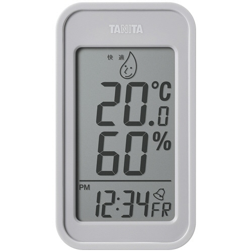 タニタ デジタル温湿度計 ウォームグレー TT-589-GY 1個