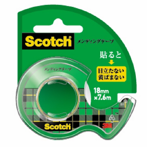 3M スコッチ メンディングテープ 使い切りタイプ 小巻 18mm×7.6m ディスペンサー付 CM-18 1個