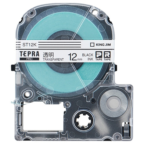 キングジム テプラ PRO テープカートリッジ 12mm 透明/黒文字 エコパック ST12K-10PN 1パック(10個)