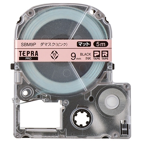 キングジム テプラ PRO テープカートリッジ マットラベル 模様 9mm ダマスク(ピンク)/黒文字 SBM9P 1個