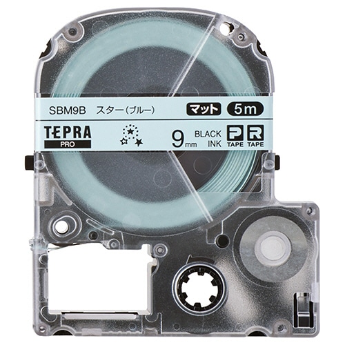 キングジム テプラ PRO テープカートリッジ マットラベル 模様 9mm スター(ブルー)/黒文字 SBM9B 1個