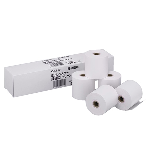 カシオ 電子レジスター用 ロールペーパー 幅58×直径60mm×長さ35m 芯内径12mm RP-5860X5 1パック(5個)