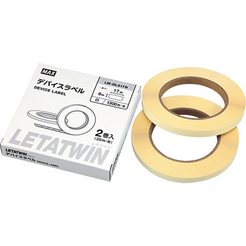 マックス　レタツイン　デバイスラベル　６×１７ｍｍ幅　１３００枚／巻　ＬＭ－ＤＬ６１７Ｎ　１箱（２巻）