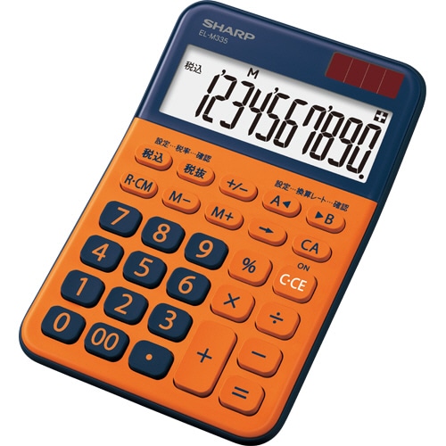 シャープ カラー・デザイン電卓 10桁 ミニナイスサイズ オレンジ EL-M335-DX 1台
