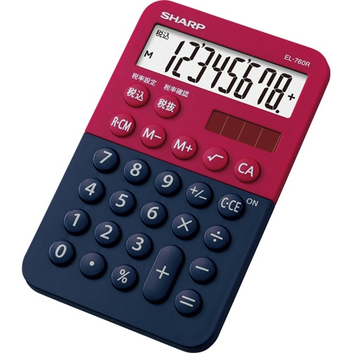 シャープ カラー・デザイン電卓 8桁 ミニミニナイスサイズ レッド系 EL-760R-RX 1台