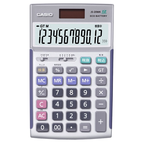 カシオ 本格実務電卓 12桁 ジャストタイプ JS-20WK 1台