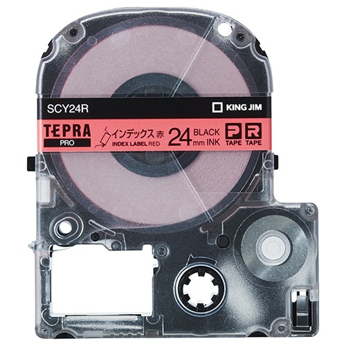 キングジム テプラ PRO テープカートリッジ インデックスラベル 24mm 赤/黒文字 SCY24R 1個