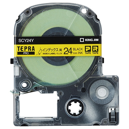 キングジム テプラ PRO テープカートリッジ インデックスラベル 24mm 黄/黒文字 SCY24Y 1個