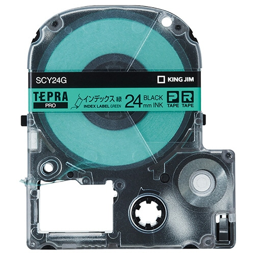 キングジム テプラ PRO テープカートリッジ インデックスラベル 24mm 緑/黒文字 SCY24G 1個