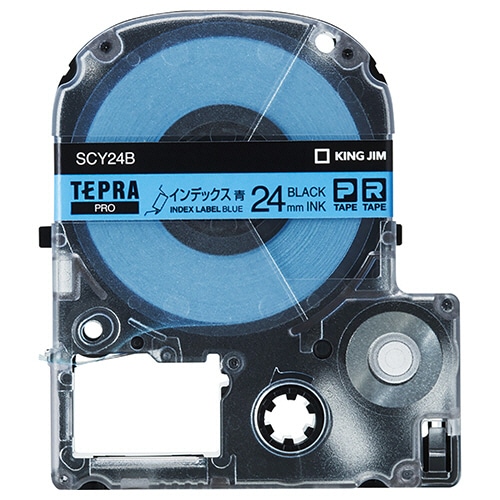キングジム テプラ PRO テープカートリッジ インデックスラベル 24mm 青/黒文字 SCY24B 1個