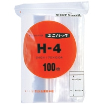セイニチ ユニパック チャック付 ポリエチレン ヨコ170×タテ240×厚み0.04mm H-4 1パック(100枚)