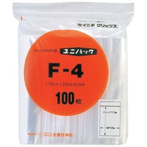 セイニチ ユニパック チャック付 ポリエチレン ヨコ120×タテ170×厚み0.04mm F-4 1パック(100枚)