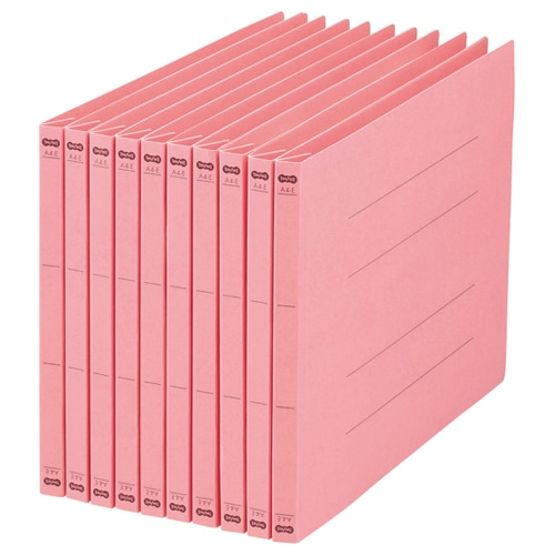 TANOSEE フラットファイル(NS) A4ヨコ 150枚収容 背幅18mm ピンク 1パック(10冊)