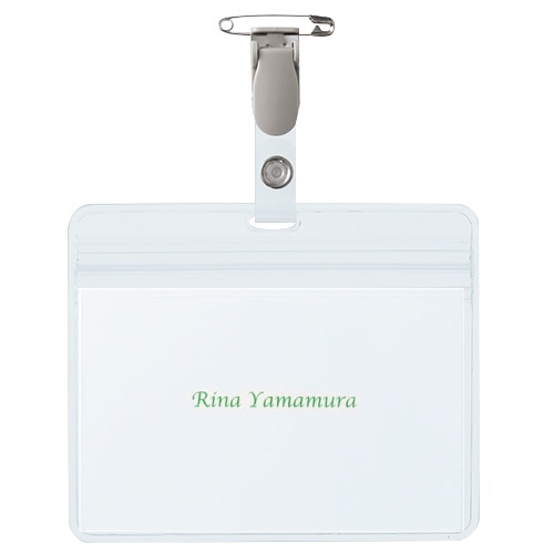 TANOSEE タッグ名札 チャック付 大 安全ピン・クリップ両用型 1パック(10個)