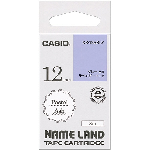 カシオ NAME LAND パステルアッシュテープ 12mm ラベンダー/グレー文字 XR-12ASLV 1個