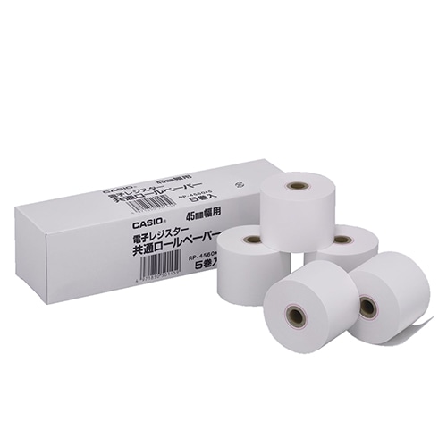 カシオ 電子レジスター用 ロールペーパー 幅45×直径60mm×長さ35m 芯内径12mm RP-4560X5 1パック(5個)