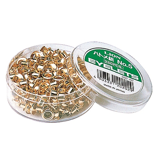 ライオン事務器 ハトメ鋲 穴径4mm 真ちゅう No.5 1ケース(250個)
