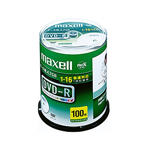 マクセル データ用DVD-R 4.7GB 1-16倍速 ホワイトワイドプリンタブル スピンドルケース DR47WPD.100SP A 1パック(100枚)
