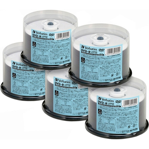 バーベイタム データ用DVD-R 4.7GB 16倍速 ホワイトプリンタブル スピンドルケース DHR47JP50FC 1箱(250枚:50枚×5個)