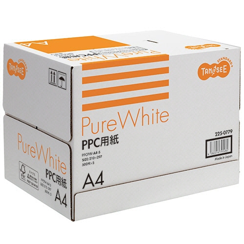 TANOSEE PPC用紙 Pure White A4 フタ無し箱 1箱(2500枚:500枚×5冊)