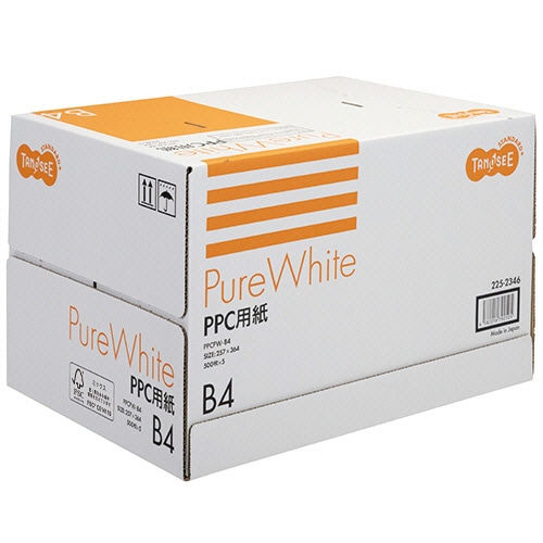 TANOSEE PPC用紙 Pure White B4 フタ無し箱 1箱(2500枚:500枚×5冊)