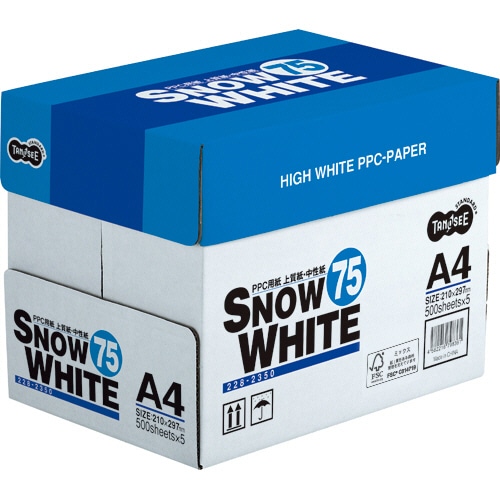TANOSEE PPC用紙 SNOW WHITE 75 A4 1箱(2500枚:500枚×5冊)