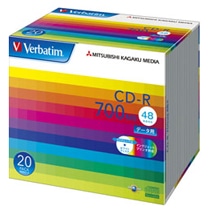 バーベイタム データ用CD-R 700MB 48倍速 ホワイトワイドプリンタブル 5mmスリムケース SR80SP20V1 1パック(20枚)