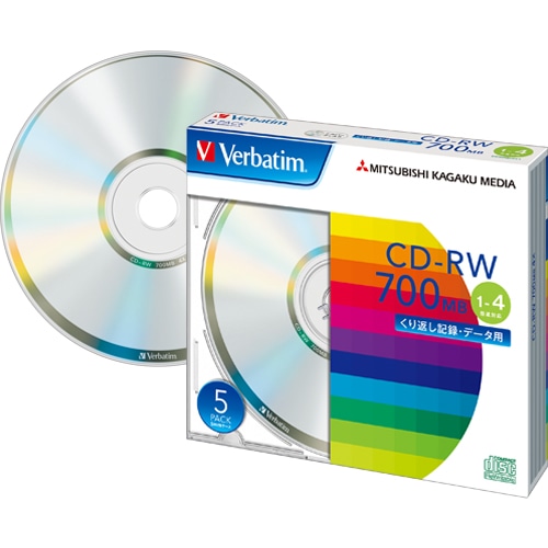 バーベイタム データ用CD-RW 700MB 4倍速 ブランドシルバー 5mmスリムケース SW80QU5V1 1パック(5枚)