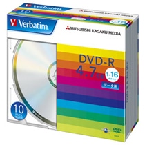 バーベイタム データ用DVD-R 4.7GB 1-16倍速 ブランドシルバー 5mmスリムケース DHR47J10V1 1パック(10枚)