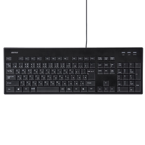 バッファロー USB接続 有線スタンダードキーボード 丸洗い対応モデル ブラック BSKBU12BK 1台