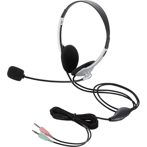 エレコム ヘッドセット(両耳小型オーバーヘッドタイプ) 1.8m シルバー HS-HP22SV 1個