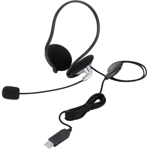 エレコム USBヘッドセット(ネックバンドタイプ) 1.8m シルバー HS-NB05USV 1個