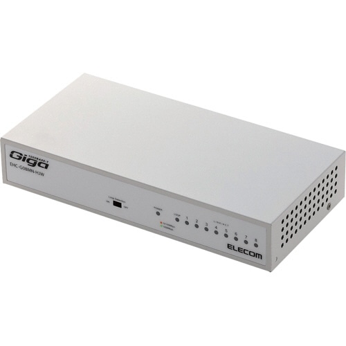 エレコム 1000BASE-T対応 スイッチングハブ 8ポート メタル筐体 ホワイト EHC-G08MN-HJW 1台