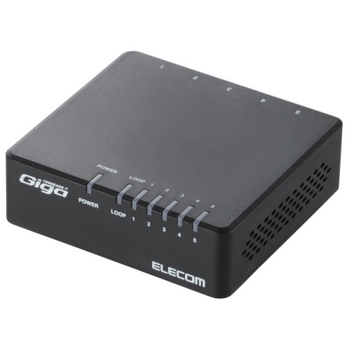エレコム 1000BASE-T対応 スイッチングハブ 5ポート プラスチック筐体 ブラック RoHS指令準拠(10物質) EHC-G05PA-B-K 1台
