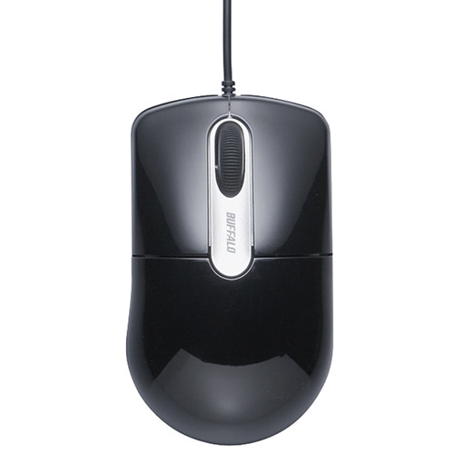 バッファロー 有線光学式マウス 静音 3ボタン Mサイズ ブラック BSMOU27SMBK 1個