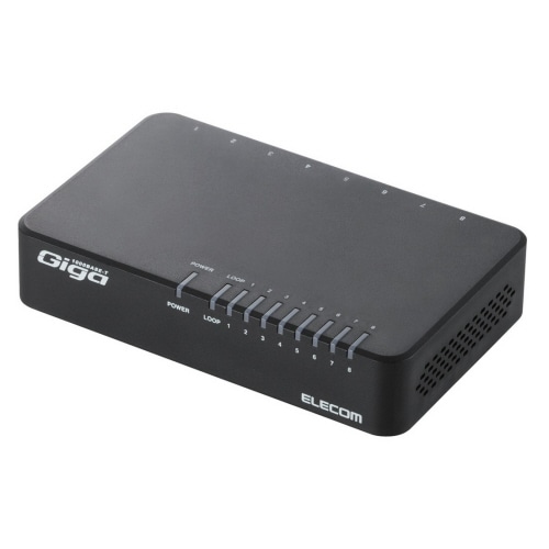 エレコム 1000BASE-T対応 スイッチングハブ 8ポート プラスチック筐体 ブラック EHC-G08PA-B-K 1台