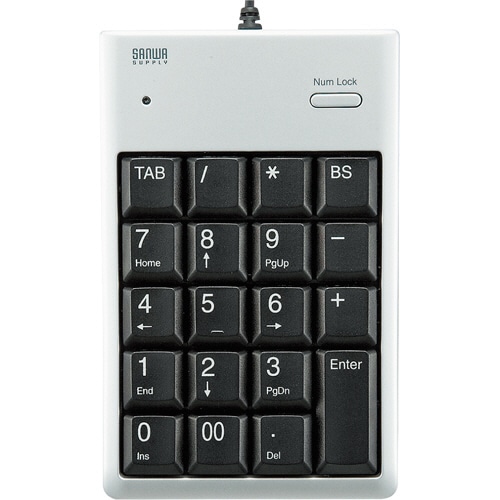 サンワサプライ USB2.0ハブ付テンキー シルバー NT-16UH2PKN 1個