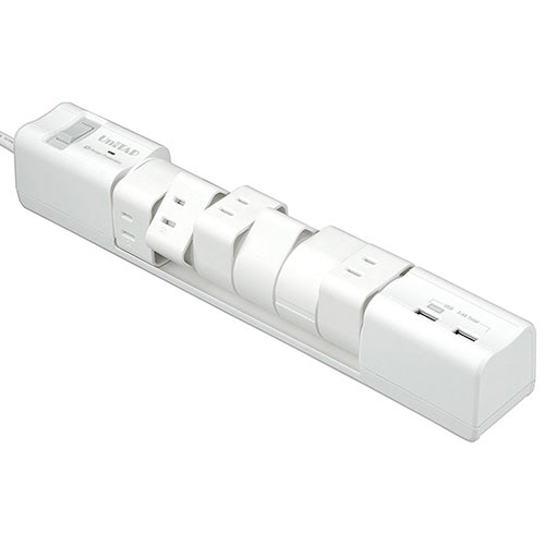 プリンストン 2ポートUSB給電機能付回転式6個口OAタップ Unitap ホワイト PPS-UTAP6WH 1個
