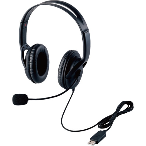 エレコム USBヘッドセット(両耳大型オーバーヘッドタイプ) ブラック HS-HP28UBK 1個