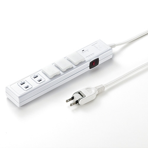 TANOSEE OAタップ 一括集中スイッチ・ブレーカー付 雷ガードタップ 2P・5個口 1.5m 1個