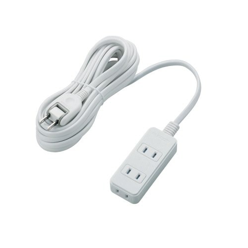 エレコム ほこりシャッター付き電源タップ 2P・3個口 ホワイト 5.0m T-ST02-22350WH 1個