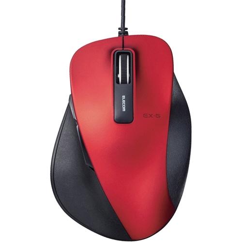 エレコム EX-G 有線BlueLEDマウス Lサイズ レッド M-XGL10UBRD 1個