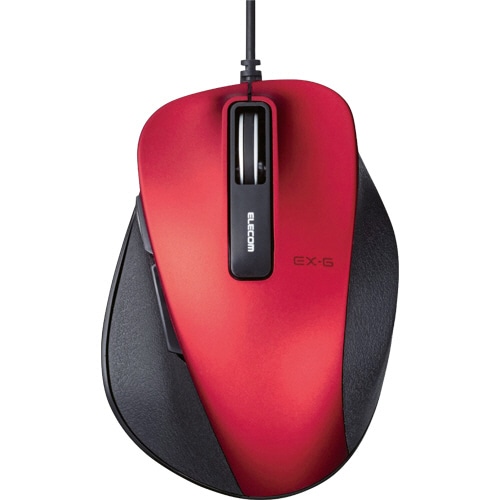 エレコム EX-G 有線BlueLEDマウス Mサイズ レッド M-XGM10UBRD 1個