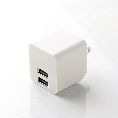 エレコム スマートフォン・タブレット用AC充電器 2ポート2.4A ホワイト MPA-ACUEN000NWH 1個