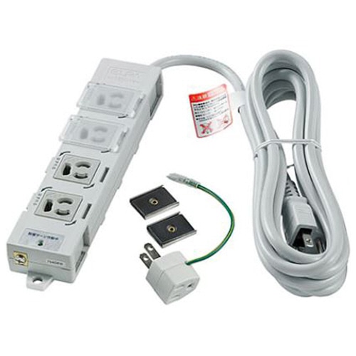 ELPA カバー付事務所向けタップ 耐雷サージ機能付 4個口 3m OAT-JPC43SB 1個
