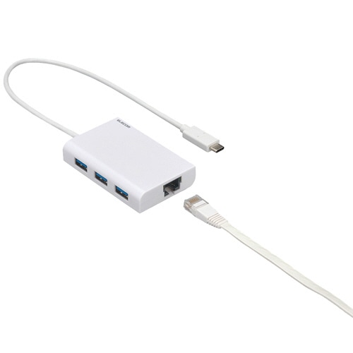 エレコム 有線LANアダプター Giga対応 USB3.1(Type-C) USBハブ機能付 ホワイト EDC-GUC3H-W 1個