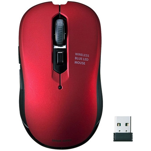 サンワサプライ ワイヤレスブルーLEDマウス レッド MA-WBL113R 1個