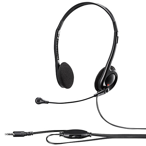 バッファロー 両耳ヘッドバンド式ヘッドセット 4極 ブラック BSHSHCS100BK 1個