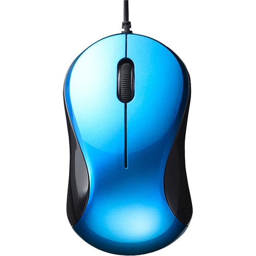 バッファロー 有線 BlueLED 静音 3ボタンマウス ブルー BSMBU100BL 1個