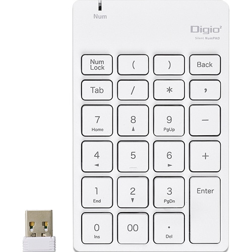 ナカバヤシ 静音テンキーボード USB無線タイプ ホワイト TNK-SR227W 1台